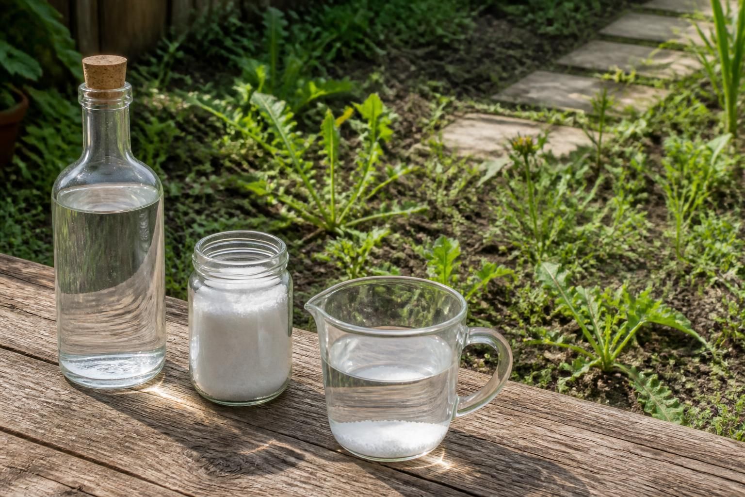 découvrez comment préparer un désherbant naturel efficace à base de vinaigre blanc et de sel, avec le dosage idéal pour un traitement écologique de vos mauvaises herbes.