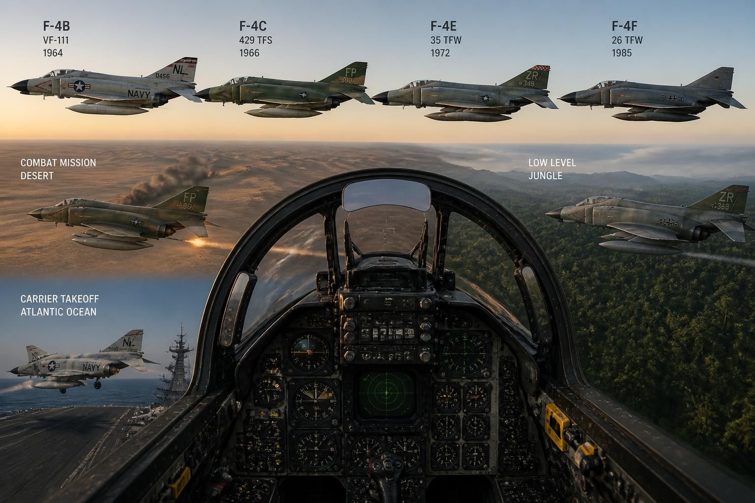 découvrez les différentes versions du f4 phantom, son cockpit emblématique et son utilisation militaire à travers le monde, un avion de chasse légendaire.