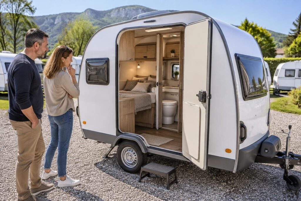 découvrez les mini-caravanes 2 places avec wc : modèles disponibles, prix du neuf et de l’occasion, et conseils pour bien choisir.